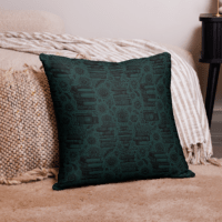 Cosy Teal & Floral Book-Themed Cushion